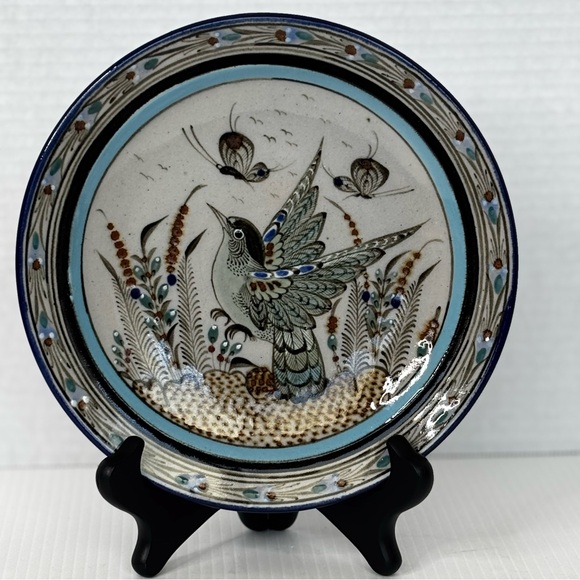 Ken Edwards Other - Ken Edwards Stoneware Pottery Bird Flowers Butterfly Plate Tonala Mexico 8”